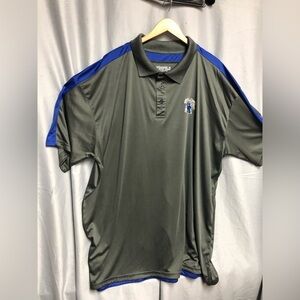 Profile, varsity, big and tall 3XLT dark gray UK, wildcat emblem polo, blue trim